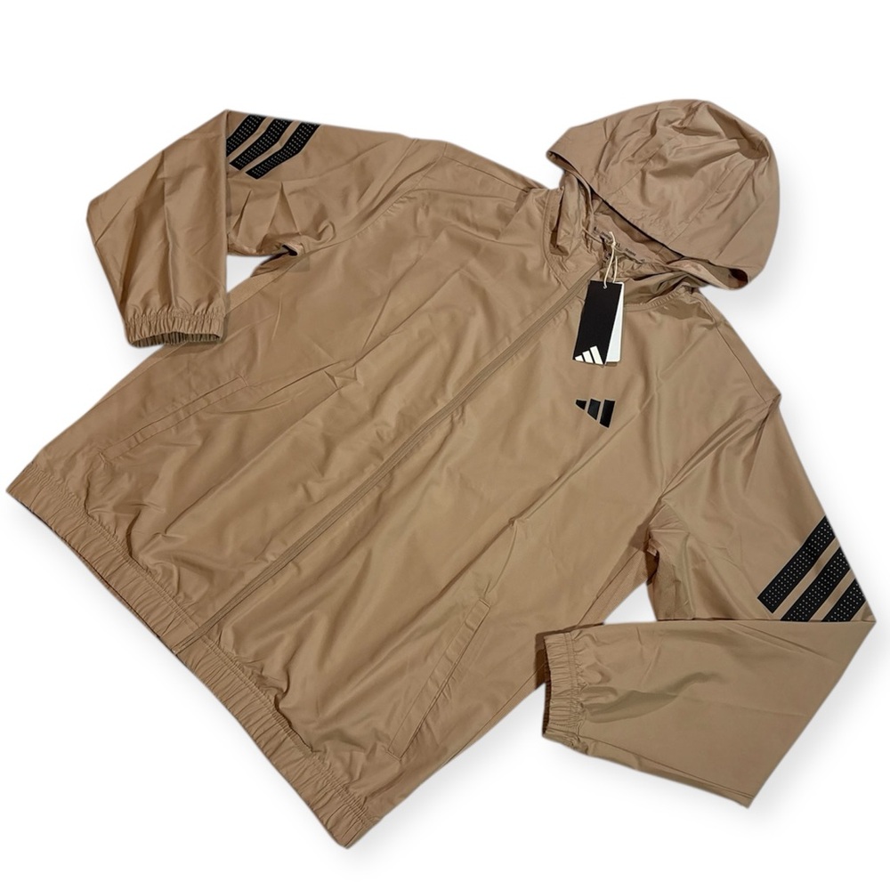 Size L Adidas GYM+3S Men's Training Hooded Track Windbreaker Jacket JM6751 NEW